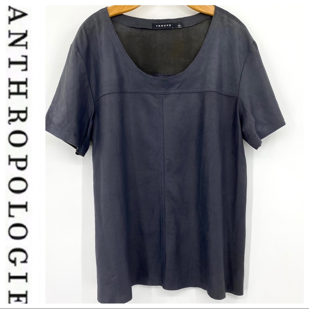 πSALEπ Anthropologie Trouve Leather Scoop Top - Picture 3 of 9
